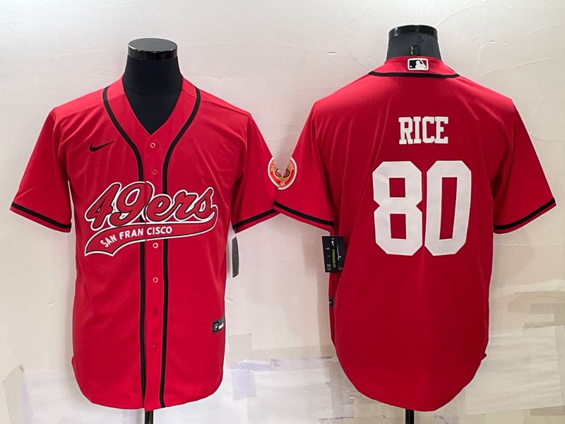 Men San Francisco 49ers 80 Rice Red 2022 Nike Co branded NFL Jersey